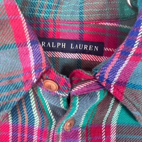 RALPH LAUREN MULTICOLOUR FANNEL PLAID BUTTON DOWN SHIRT PREPPY LONG SLEEVE SMALL - Picture 10 of 12